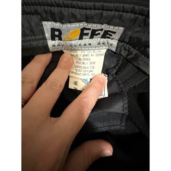 Vintage 90s Roffe Black Lined Snow Pants - Size 10 Long - Women's - Picture 2 of 5